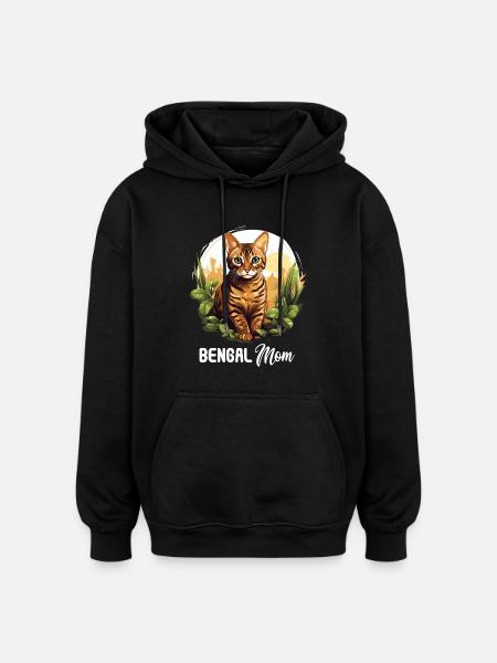 Bengal Cat Bengalkatze - Oversized Unisex Hoodie - black