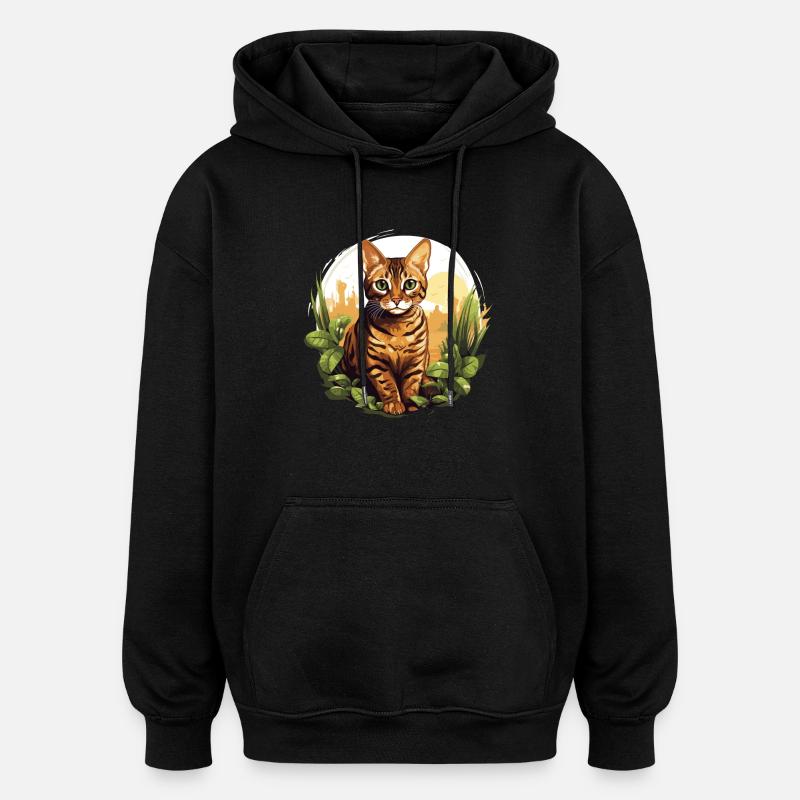 Chat du Bengale Bengalkatze - Sweat à capuche oversize unisexe - noir