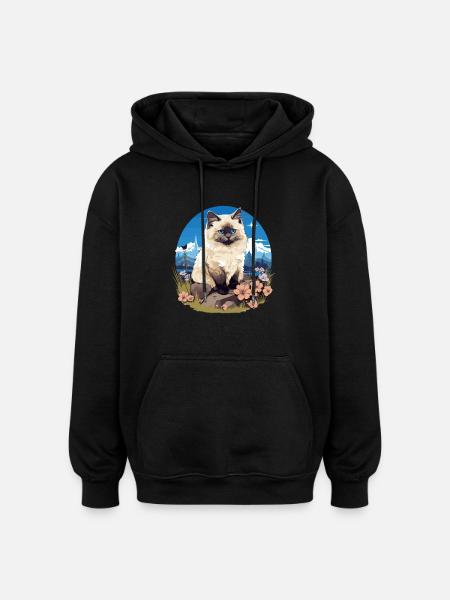 Birman Cat Birma Katze - Oversized Unisex Hoodie - black