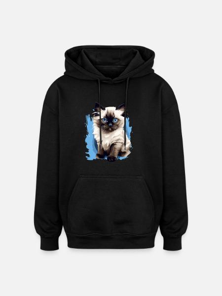Birman Cat Birma Katze - Oversized Unisex Hoodie - Schwarz