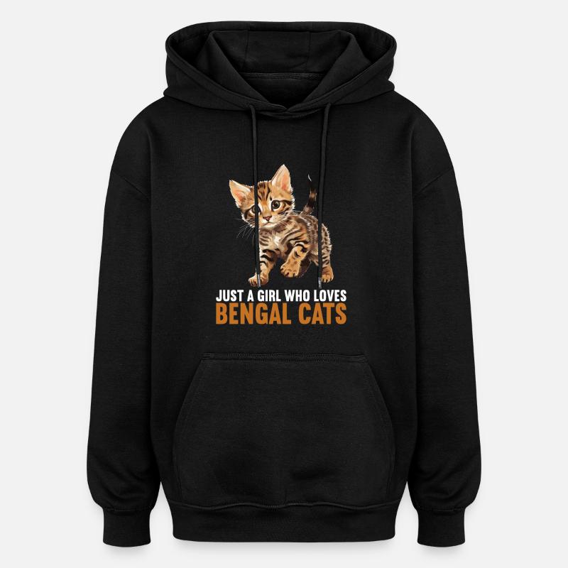 Chat du Bengale Bengalkatze - Sweat à capuche oversize unisexe - noir