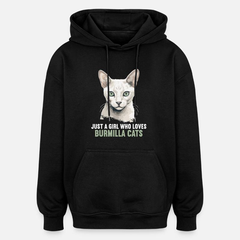 Burmilla Chaton Burmilla Chat - Sweat à capuche oversize unisexe - noir