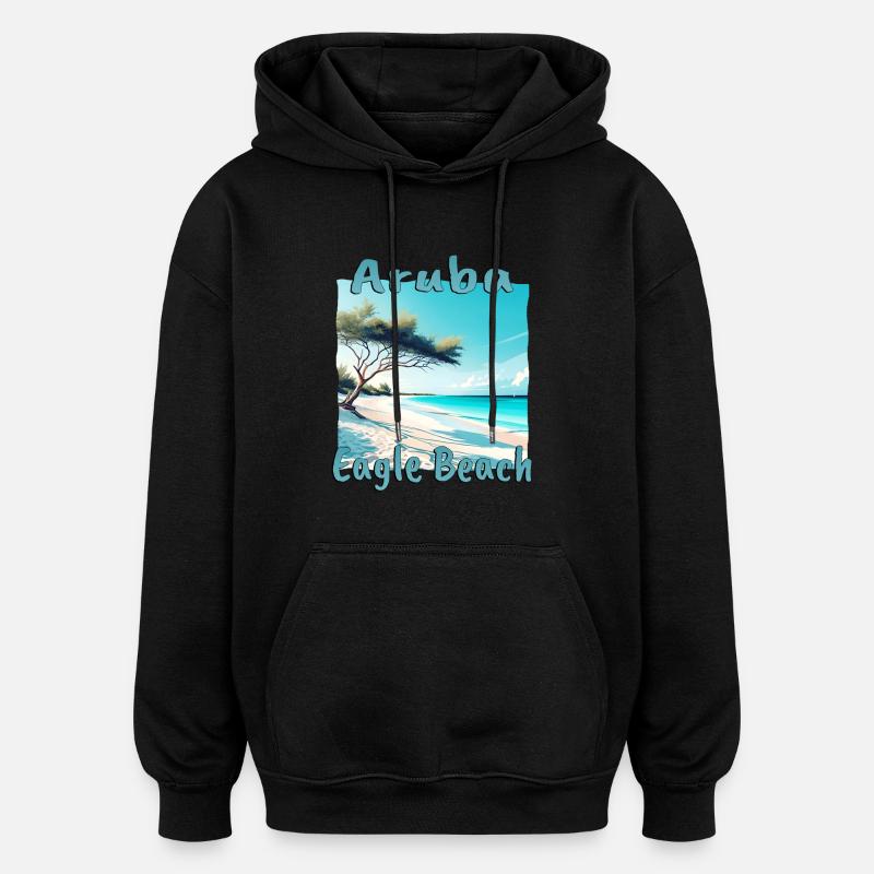 Aruba Vacation Eagle Beach Design - Oversized Unisex Hoodie - black