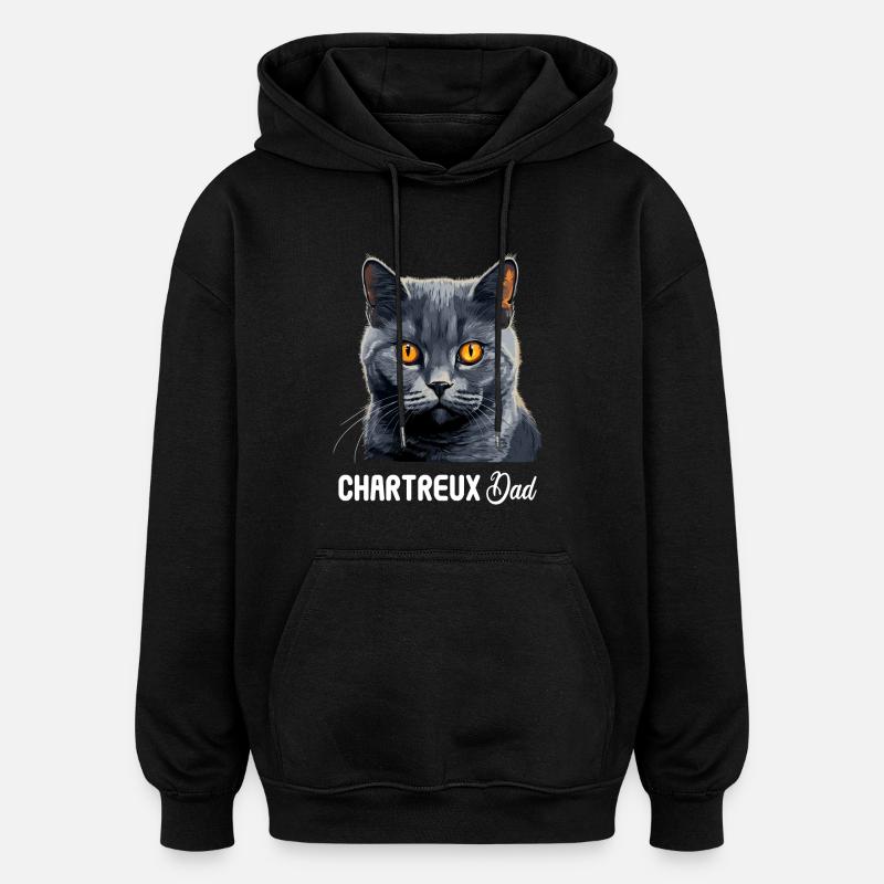 Chat Chartreux Chat Chartreux - Sweat à capuche oversize unisexe - noir