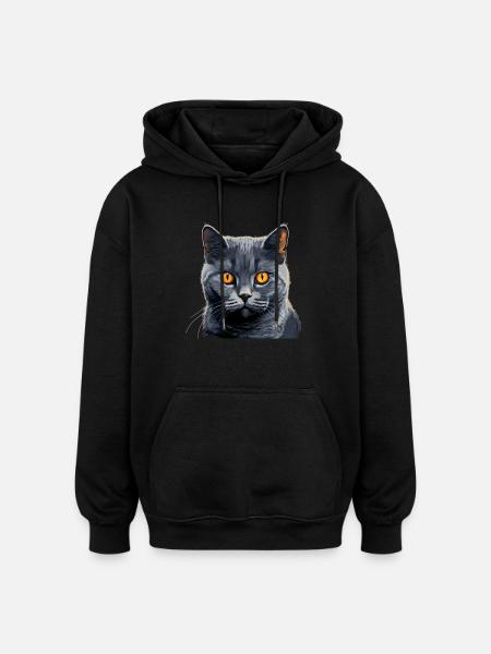 Chartreux Cat Carthusian Cat - Oversized Unisex Hoodie - black