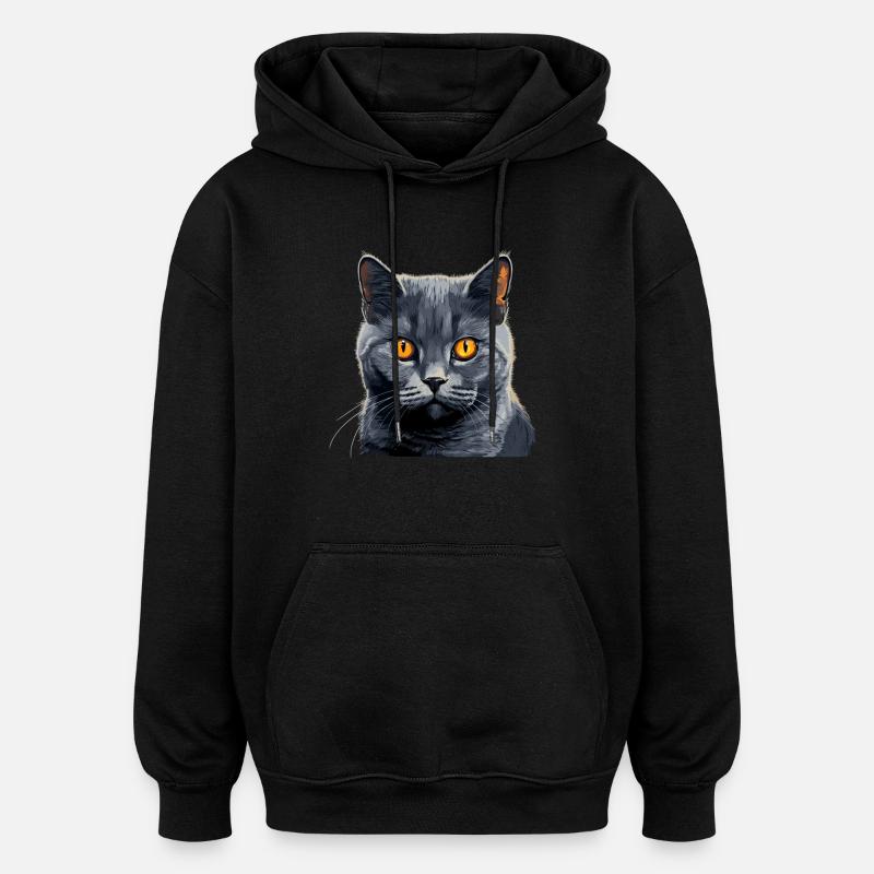 Chat Chartreux Chat Chartreux - Sweat à capuche oversize unisexe - noir
