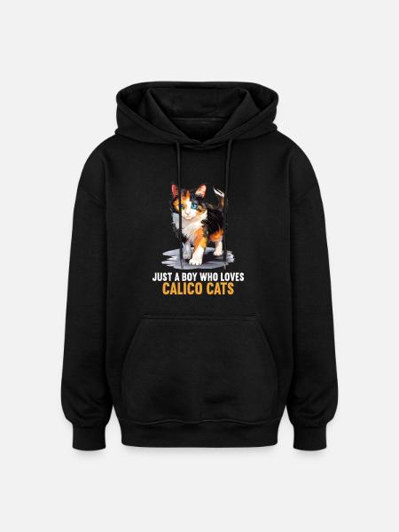 Calico Cat Lucky Cat - Oversized Unisex Hoodie - black