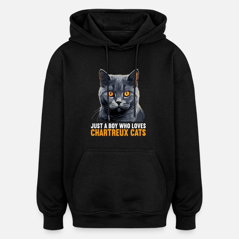 Chat Chartreux Chat Chartreux - Sweat à capuche oversize unisexe - noir