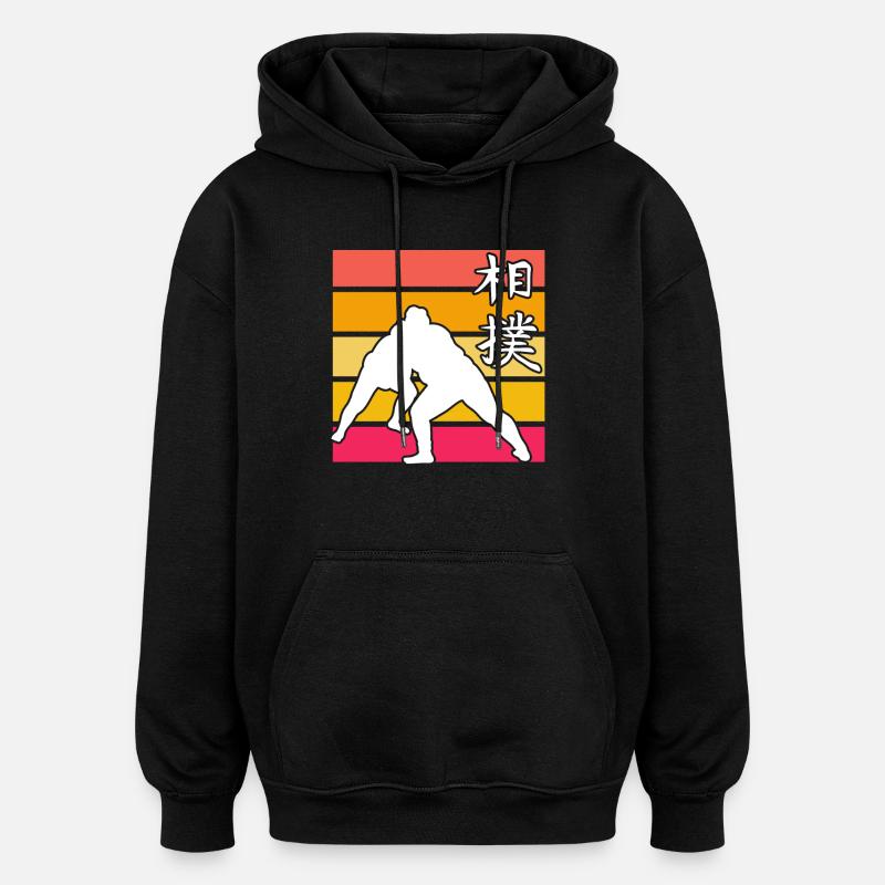 Sumo Rétro - Sweat à capuche oversize unisexe - noir