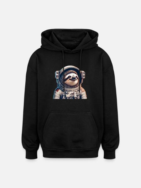 Pensive Sloth Astronaut - Oversized Unisex Hoodie - black
