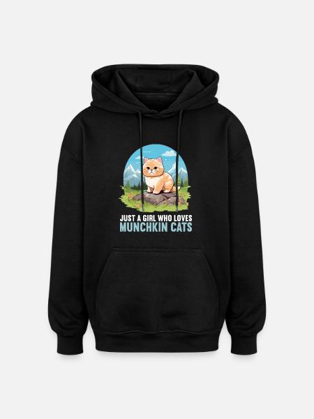 Munchkin Chaton Munchkin Chat - Sweat à capuche oversize unisexe - noir