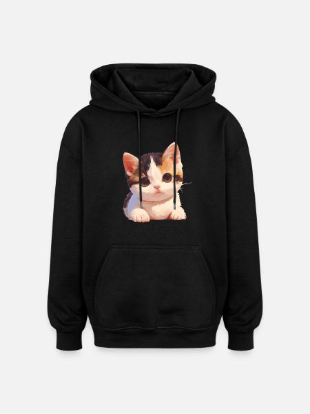 Munchkin Chaton Munchkin Chat - Sweat à capuche oversize unisexe - noir