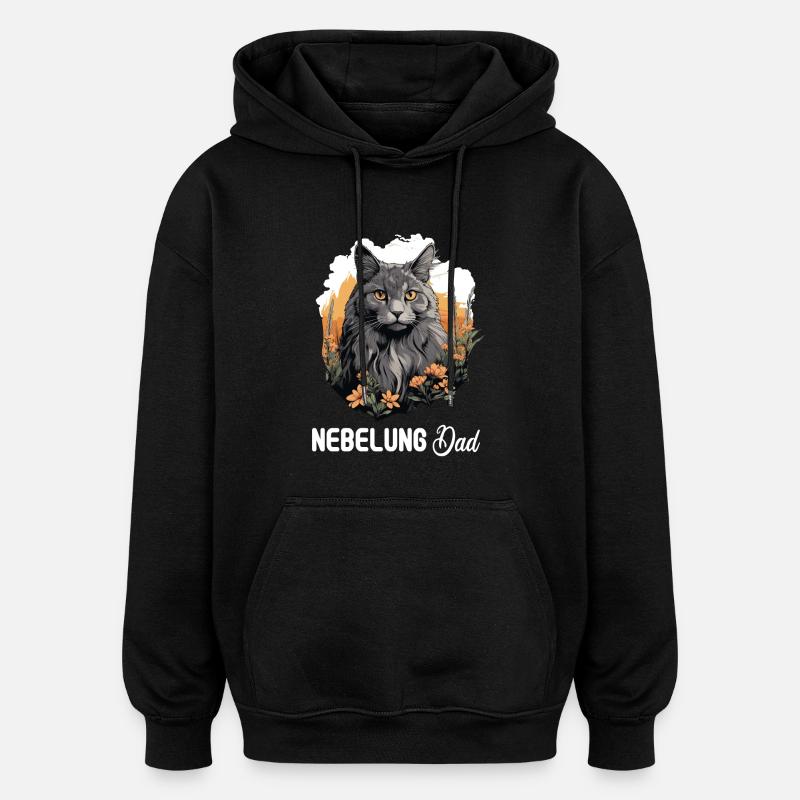 Chaton Nebelung Chat Nebelung - Sweat à capuche oversize unisexe - noir