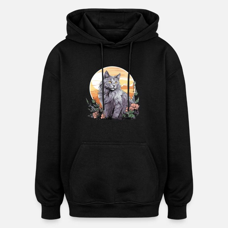 Chaton Nebelung Chat Nebelung - Sweat à capuche oversize unisexe - noir