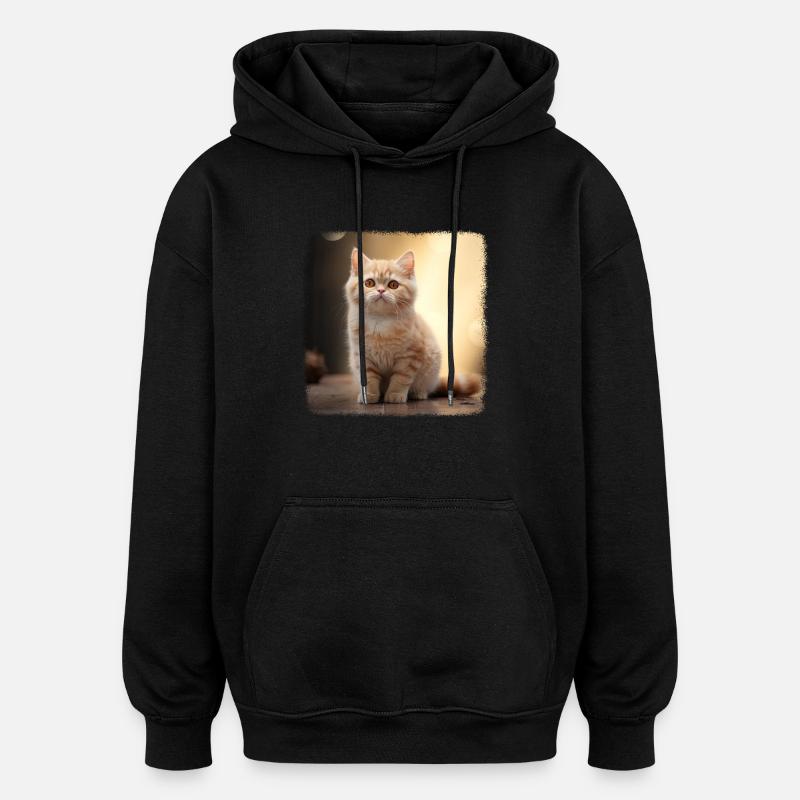 Munchkin Kitten Munchkin Cat - Oversized Unisex Hoodie - black