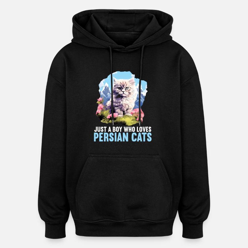 Chat persan Perserkatze - Sweat à capuche oversize unisexe - noir