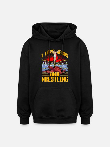 I love Jesus and Wrestling - Oversized Unisex Hoodie - black