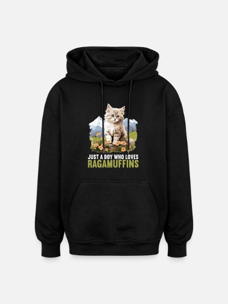 Ragamuffin Kitten Ragamuffin Cat - Oversized Unisex Hoodie - black