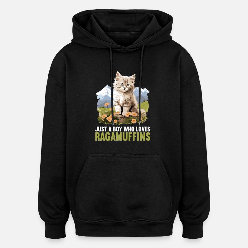 Ragamuffin Chaton Ragamuffin Chat - Sweat à capuche oversize unisexe - noir