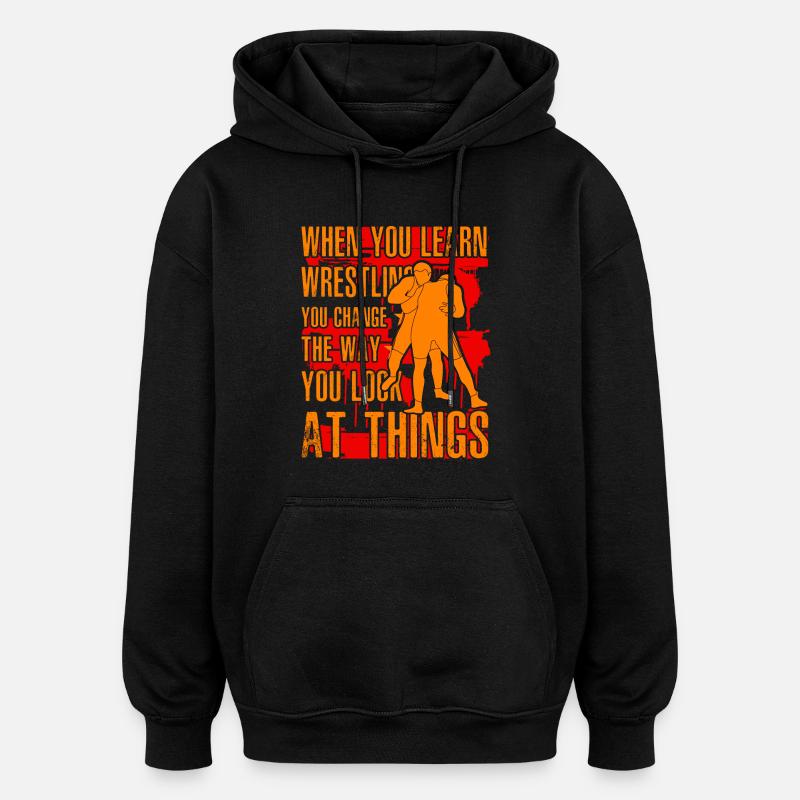 Lutte Dicton Drôle - Sweat à capuche oversize unisexe - noir