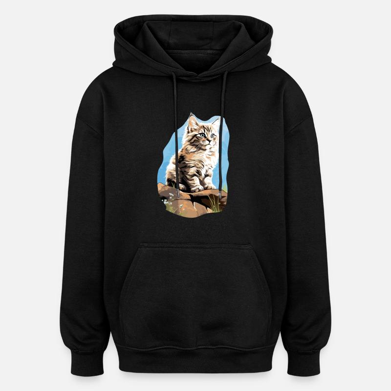 Chat sibérien Sibirische Katze - Sweat à capuche oversize unisexe - noir