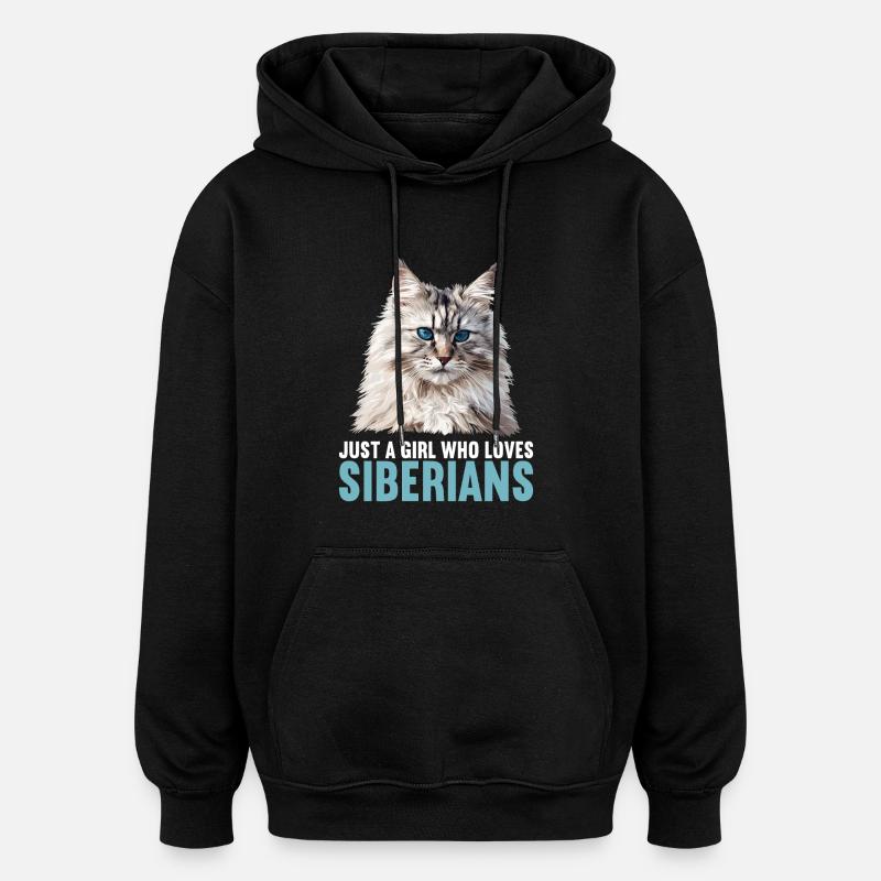 Siberian Cat Sibirische Katze - Oversized Unisex Hoodie - black