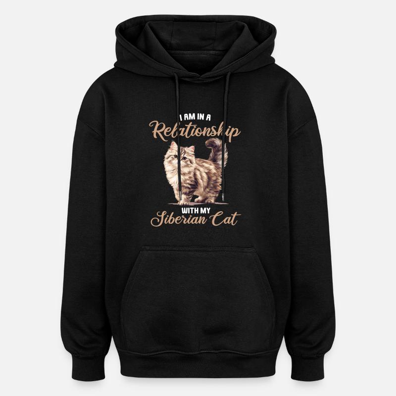 Chat Sibérien Sibirische Katze - Sweat à capuche oversize unisexe - noir
