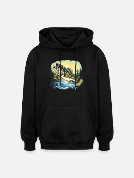 Bass Fish - Oversized Unisex Hoodie - black