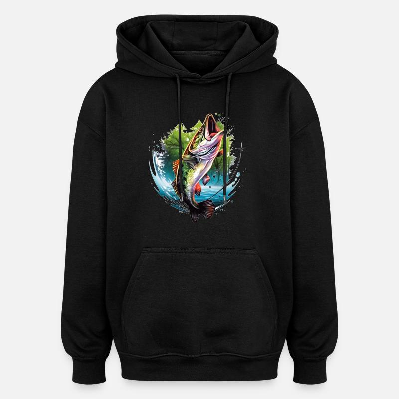 Poisson bar - Sweat à capuche oversize unisexe - noir