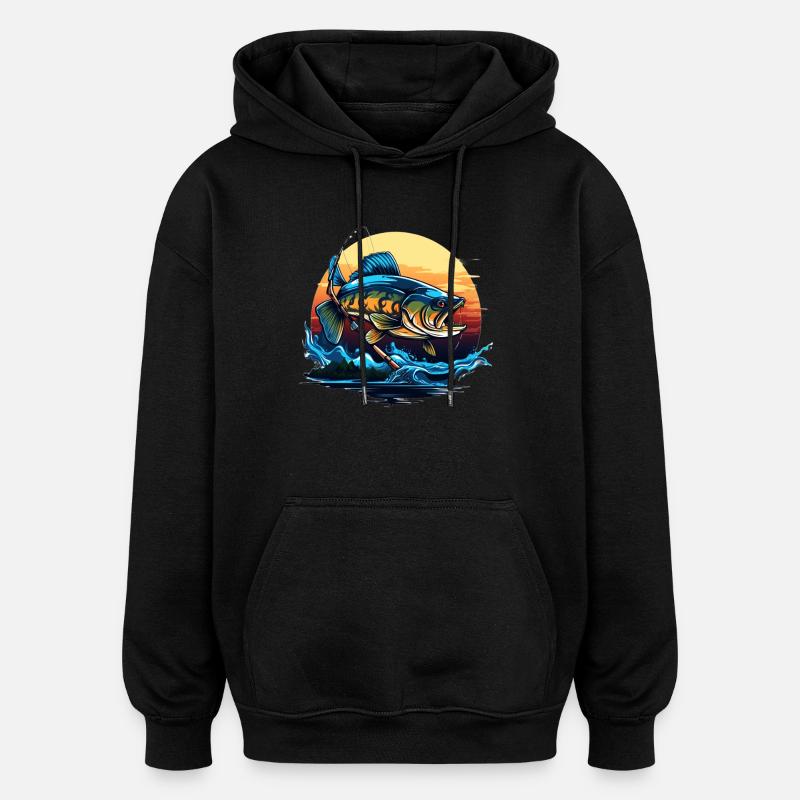 Poisson bar - Sweat à capuche oversize unisexe - noir