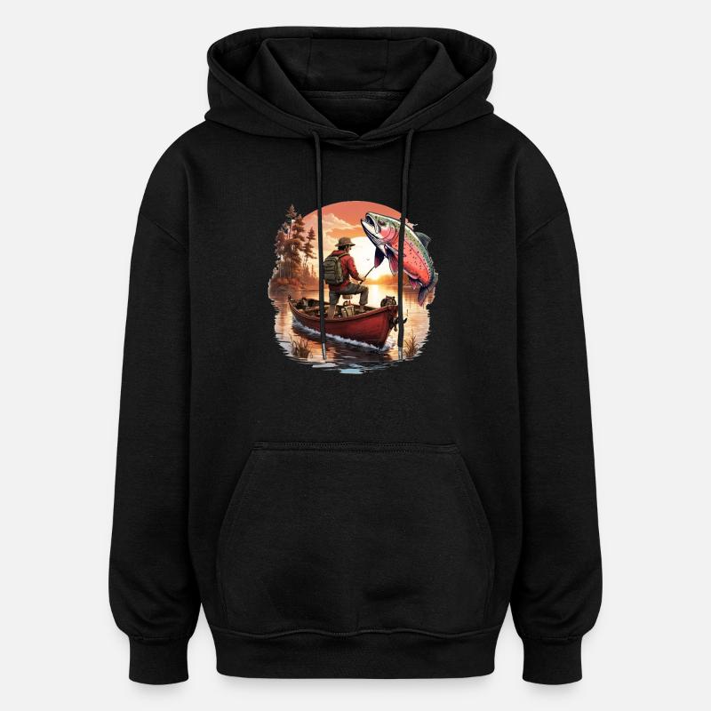 Poisson bar - Sweat à capuche oversize unisexe - noir