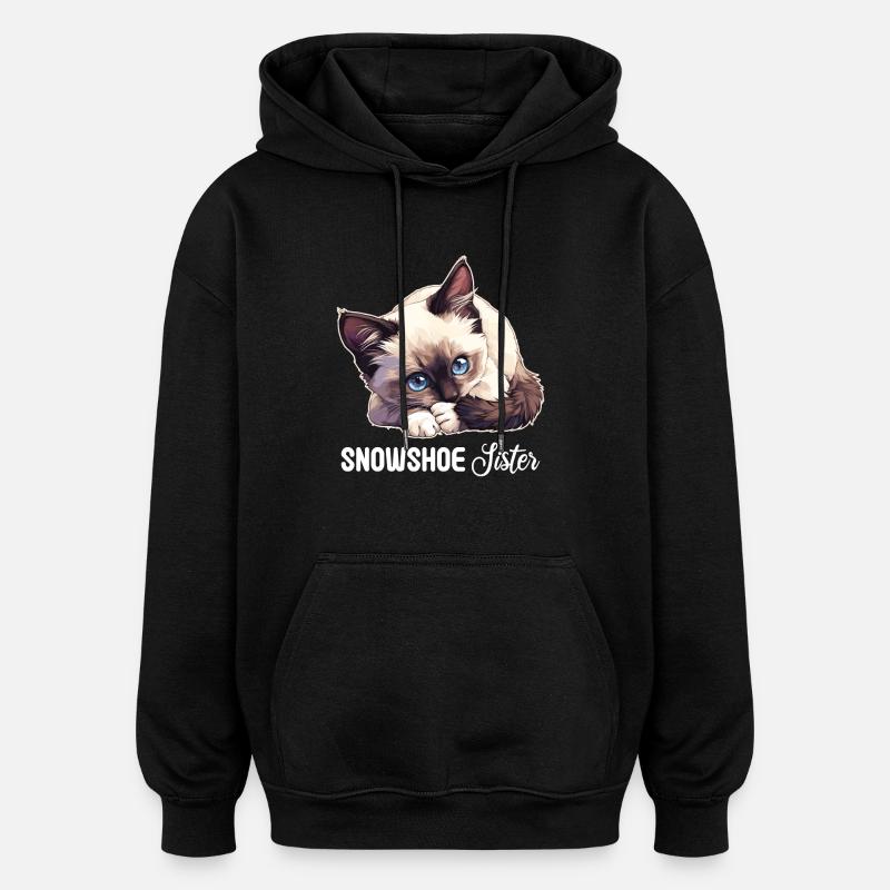 Chaton raquette Chat raquette - Sweat à capuche oversize unisexe - noir