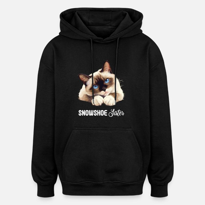 Snowshoe Kitten Snowshoe Cat - Oversized Unisex Hoodie - black