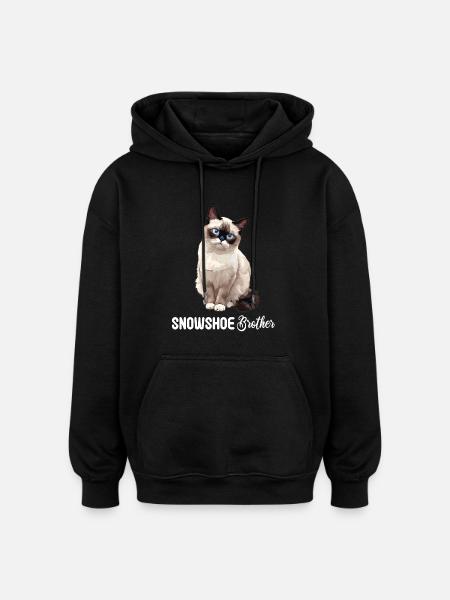 Snowshoe Kitten Snowshoe Cat - Oversized Unisex Hoodie - black
