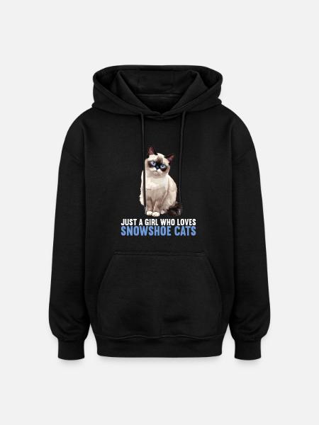 Snowshoe Kitten Snowshoe Cat - Oversized Unisex Hoodie - black