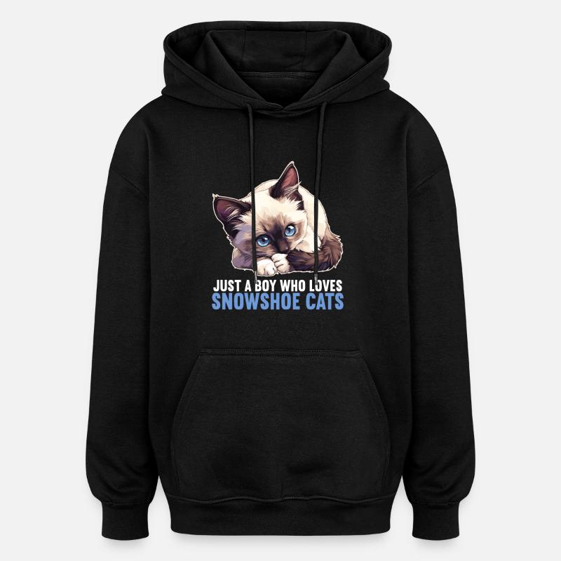 Snowshoe Kitten Snowshoe Cat - Oversized Unisex Hoodie - black