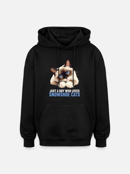 Snowshoe Kitten Snowshoe Cat - Oversized Unisex Hoodie - black