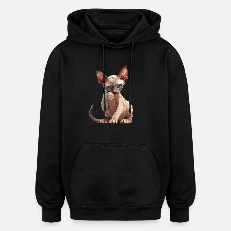 Sphynx Kitten Sphynx Cat - Oversized Unisex Hoodie - black