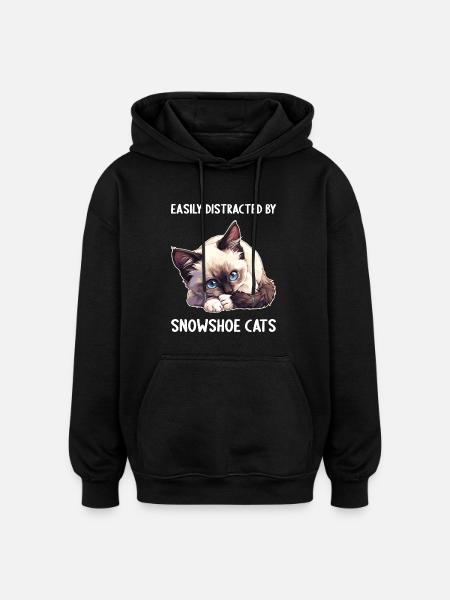 Snowshoe Kitten Snowshoe Cat - Oversized Unisex Hoodie - black