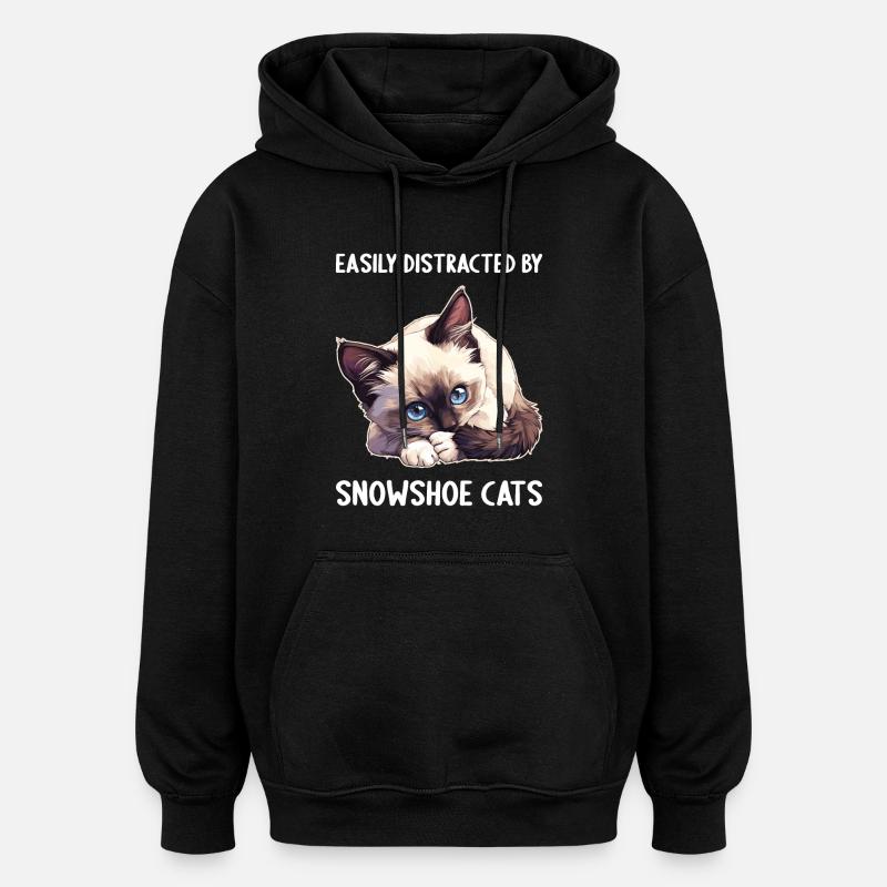 Chaton raquette Chat raquette - Sweat à capuche oversize unisexe - noir