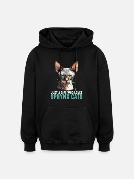Sphynx Kitten Sphynx Cat - Oversized Unisex Hoodie - black