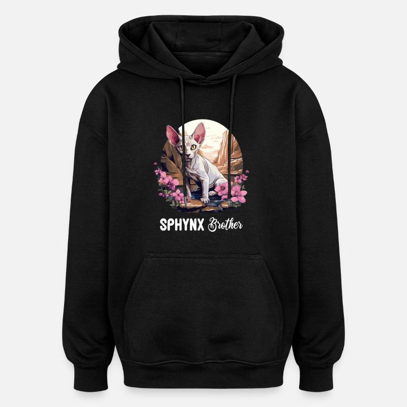 Sphynx Chaton Sphynx Chat - Sweat à capuche oversize unisexe - noir