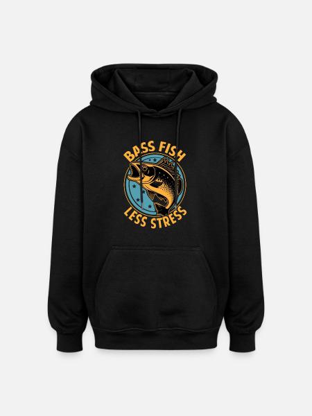 Bassfischen, weniger Stress - Oversized Unisex Hoodie - Schwarz