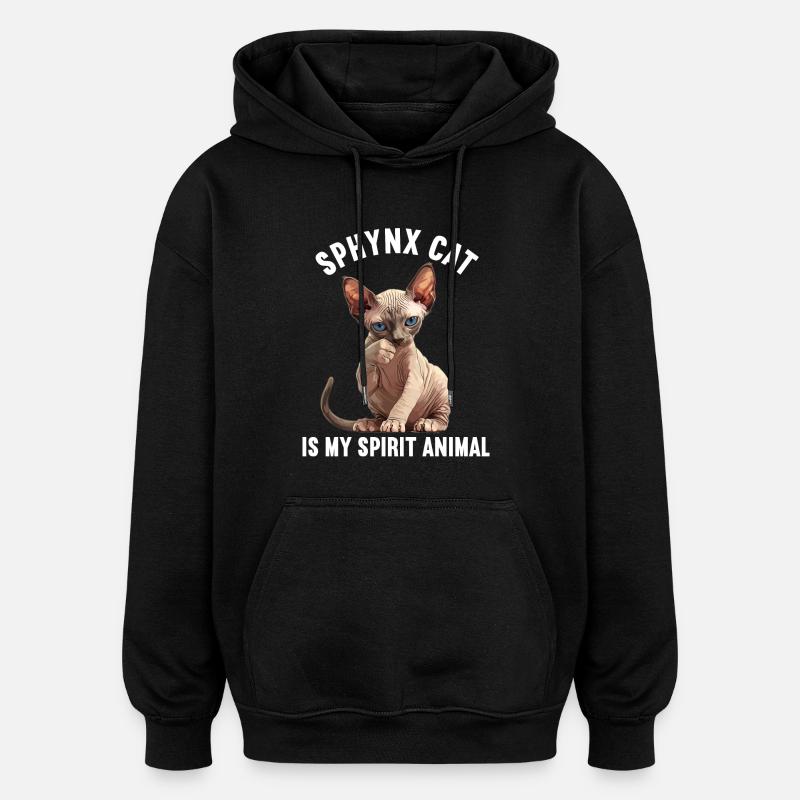 Chaton Sphynx Chat Sphynx - Sweat à capuche oversize unisexe - noir