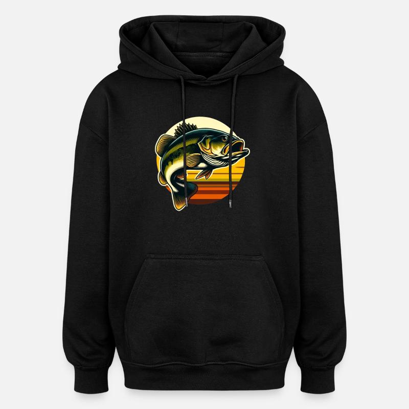Poisson bar - Sweat à capuche oversize unisexe - noir