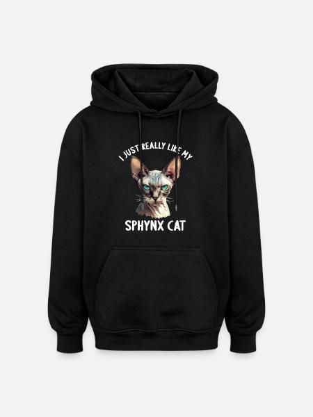 Sphynx Kitten Sphynx Cat - Oversized Unisex Hoodie - black