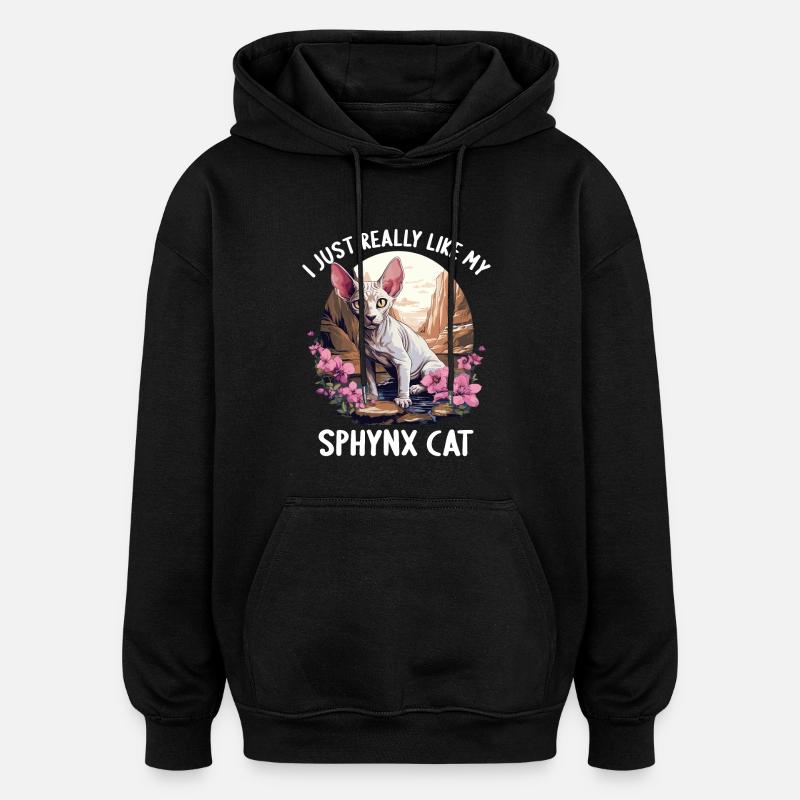 Sphynx Kitten Sphynx Cat - Oversized Unisex Hoodie - black