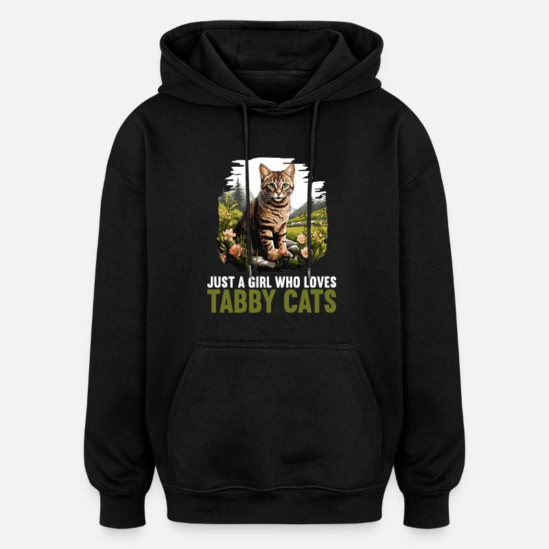 Tabby Kitten Tabby Cat - Oversized Unisex Hoodie - black