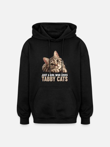 Tabby Kitten Tabby Cat - Oversized Unisex Hoodie - black