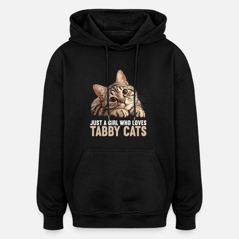 Tabby Kitten Tabby Cat - Oversized Unisex Hoodie - black